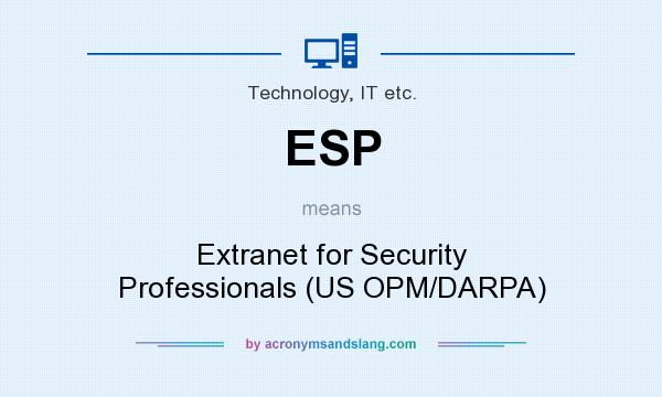 What does ESP mean? It stands for Extranet for Security Professionals (US OPM/DARPA)
