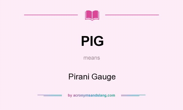 What does PIG mean? It stands for Pirani Gauge