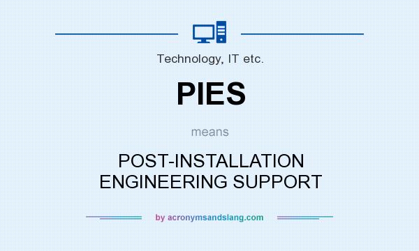 What does PIES mean? It stands for POST-INSTALLATION ENGINEERING SUPPORT