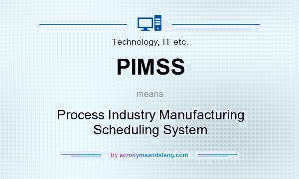 What does PIMSS mean? It stands for Process Industry Manufacturing Scheduling System