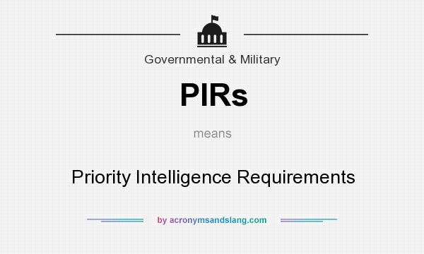 What does PIRs mean? It stands for Priority Intelligence Requirements