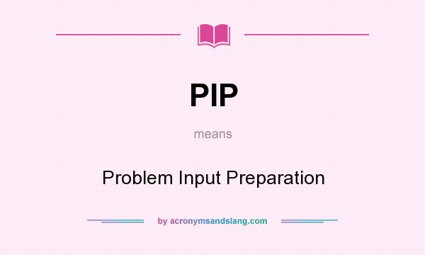 What does PIP mean? It stands for Problem Input Preparation