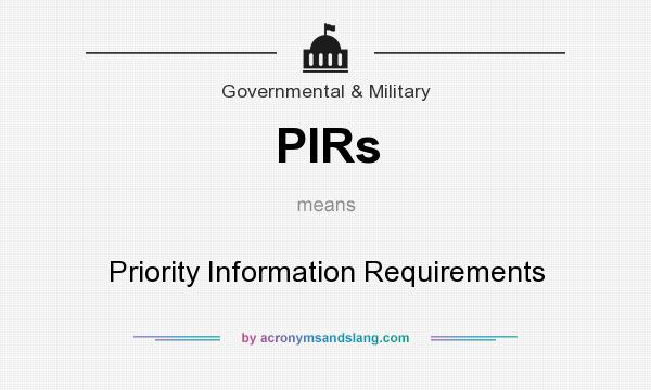 What does PIRs mean? It stands for Priority Information Requirements