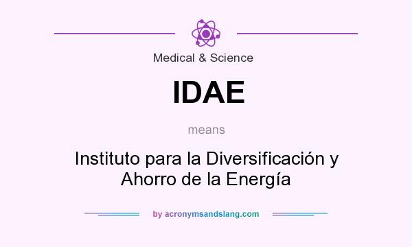 What does IDAE mean? It stands for Instituto para la Diversificación y Ahorro de la Energía