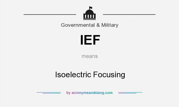 What does IEF mean? It stands for Isoelectric Focusing