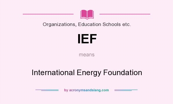 What does IEF mean? It stands for International Energy Foundation