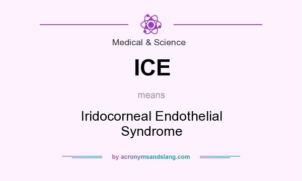 What does ICE mean? It stands for Iridocorneal Endothelial Syndrome