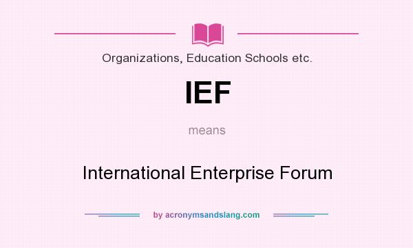 What does IEF mean? It stands for International Enterprise Forum