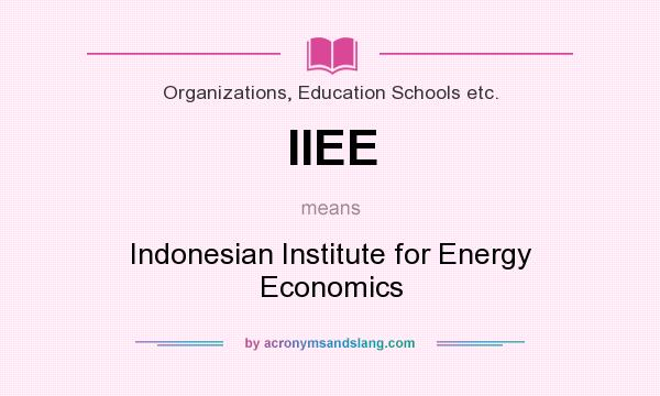 What does IIEE mean? It stands for Indonesian Institute for Energy Economics