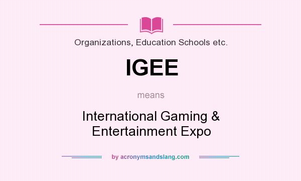 What does IGEE mean? It stands for International Gaming & Entertainment Expo