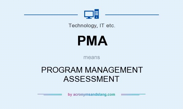 What does PMA mean? It stands for PROGRAM MANAGEMENT ASSESSMENT