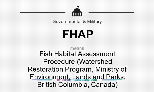 What does FHAP mean? It stands for Fish Habitat Assessment Procedure (Watershed Restoration Program, Ministry of Environment, Lands and Parks; British Columbia, Canada)