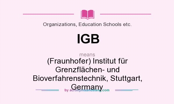 What does IGB mean? It stands for (Fraunhofer) Institut für Grenzflächen- und Bioverfahrenstechnik, Stuttgart, Germany