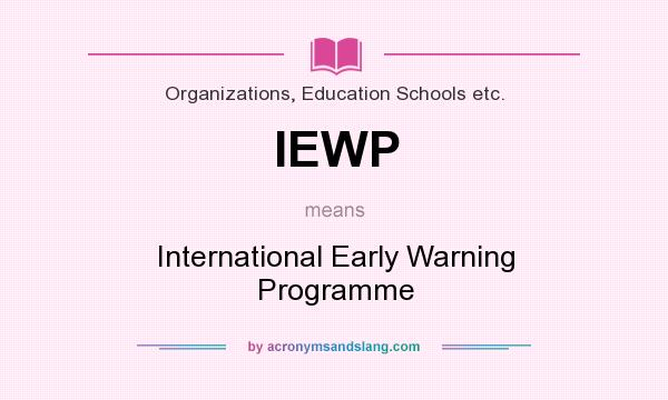 What does IEWP mean? It stands for International Early Warning Programme