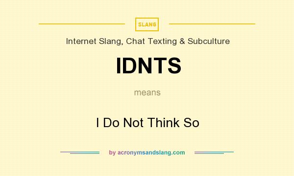 What does IDNTS mean? It stands for I Do Not Think So