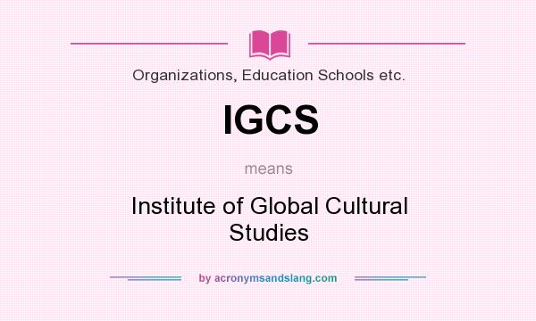 What does IGCS mean? It stands for Institute of Global Cultural Studies