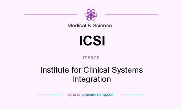 What does ICSI mean? It stands for Institute for Clinical Systems Integration