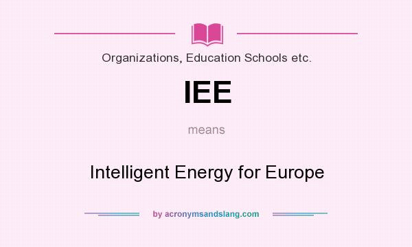 What does IEE mean? It stands for Intelligent Energy for Europe