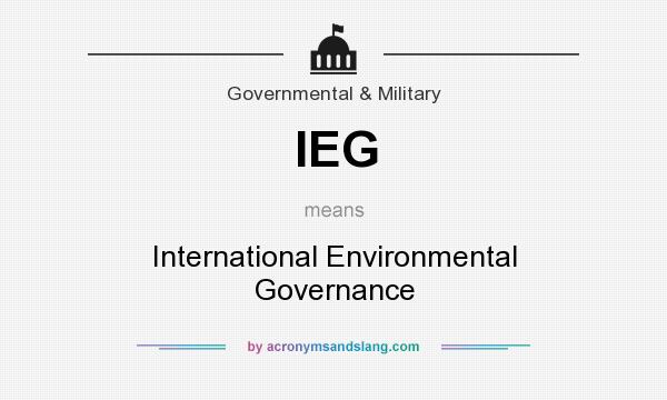 What does IEG mean? It stands for International Environmental Governance