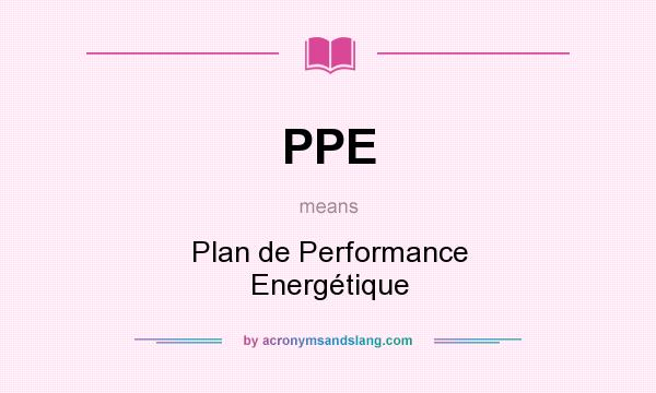 What does PPE mean? It stands for Plan de Performance Energétique