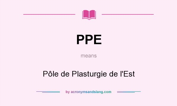 What does PPE mean? It stands for Pôle de Plasturgie de l`Est