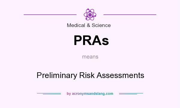 What does PRAs mean? It stands for Preliminary Risk Assessments
