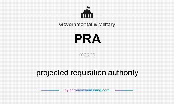 What does PRA mean? It stands for projected requisition authority