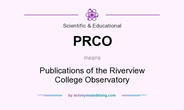 What does PRCO mean? It stands for Publications of the Riverview College Observatory