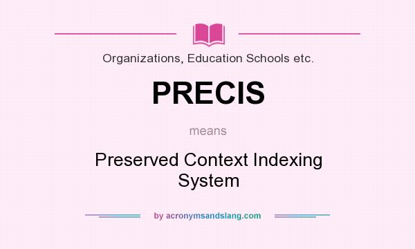 What does PRECIS mean? It stands for Preserved Context Indexing System