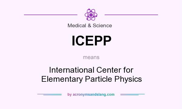 What does ICEPP mean? It stands for International Center for Elementary Particle Physics