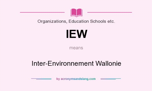 What does IEW mean? It stands for Inter-Environnement Wallonie
