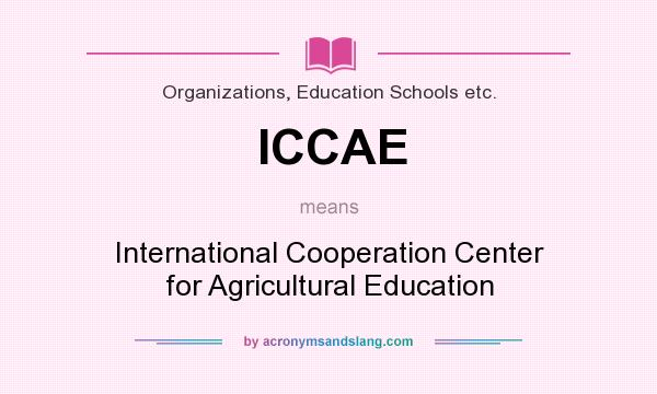 What does ICCAE mean? It stands for International Cooperation Center for Agricultural Education