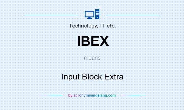 What does IBEX mean? It stands for Input Block Extra