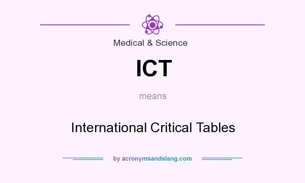 What does ICT mean? It stands for International Critical Tables