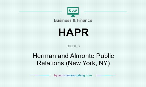 What does HAPR mean? It stands for Herman and Almonte Public Relations (New York, NY)