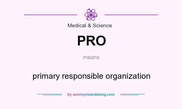 What does PRO mean? It stands for primary responsible organization