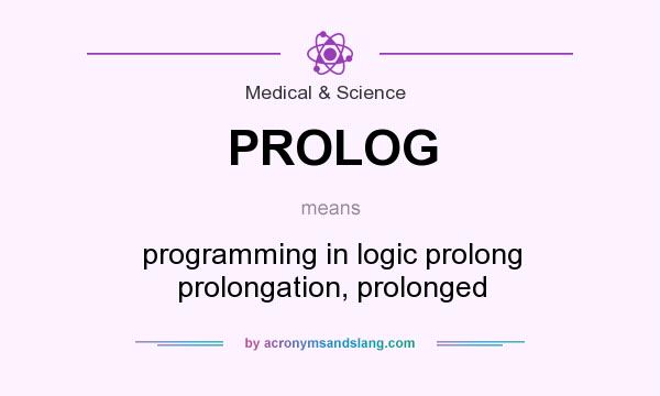 What does PROLOG mean? It stands for programming in logic prolong prolongation, prolonged
