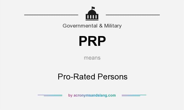 What does PRP mean? It stands for Pro-Rated Persons