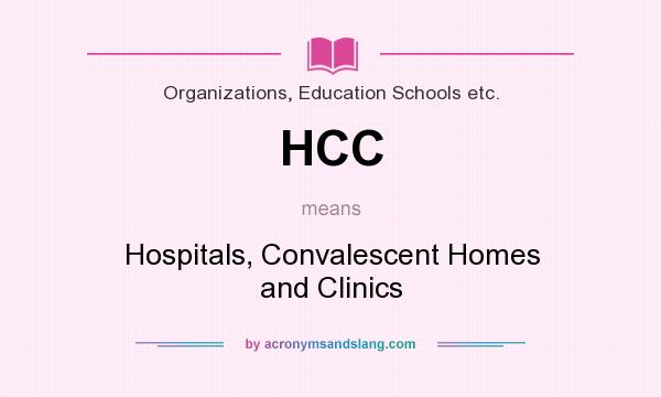 What does HCC mean? It stands for Hospitals, Convalescent Homes and Clinics