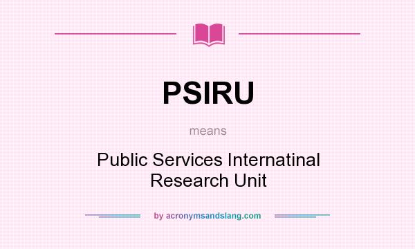 What does PSIRU mean? It stands for Public Services Internatinal Research Unit