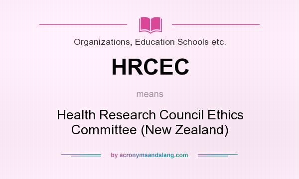 What does HRCEC mean? It stands for Health Research Council Ethics Committee (New Zealand)