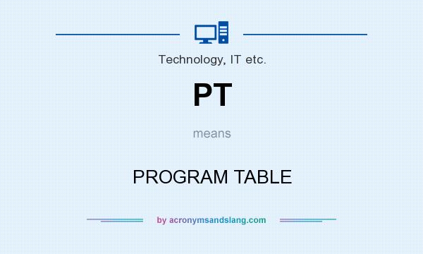 What does PT mean? It stands for PROGRAM TABLE