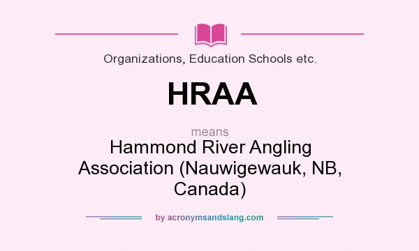 What does HRAA mean? It stands for Hammond River Angling Association (Nauwigewauk, NB, Canada)