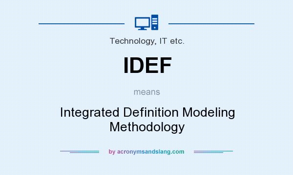 What does IDEF mean? It stands for Integrated Definition Modeling Methodology