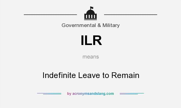 What does ILR mean? It stands for Indefinite Leave to Remain
