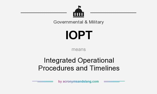 What does IOPT mean? It stands for Integrated Operational Procedures and Timelines