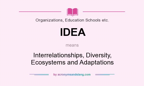 What does IDEA mean? It stands for Interrelationships, Diversity, Ecosystems and Adaptations
