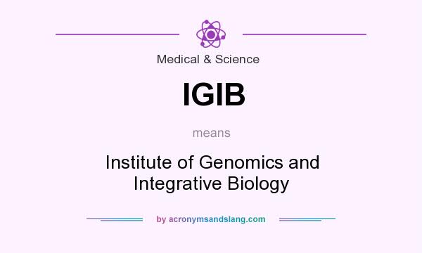 What does IGIB mean? It stands for Institute of Genomics and Integrative Biology