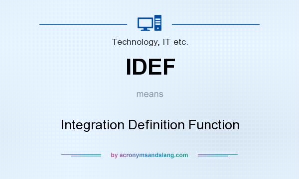 What does IDEF mean? It stands for Integration Definition Function