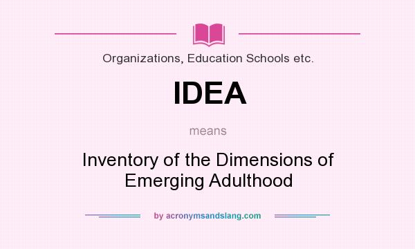 What does IDEA mean? It stands for Inventory of the Dimensions of Emerging Adulthood